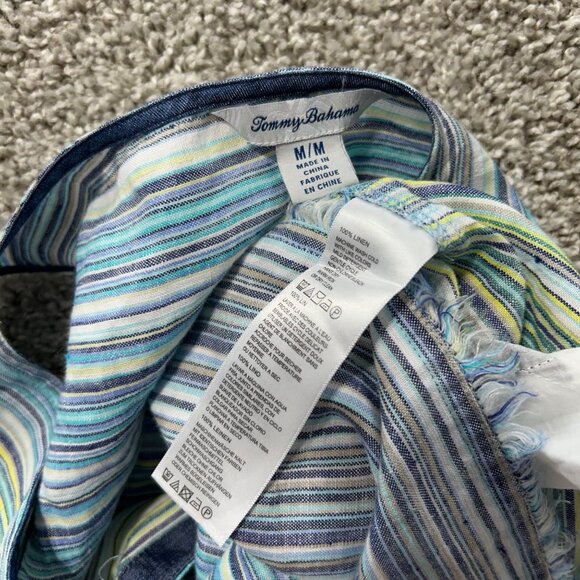Tommy Bahama Womens Medium Blue Micronesia Striped Linen Sleeveless Shift Dress - Picture 8 of 10